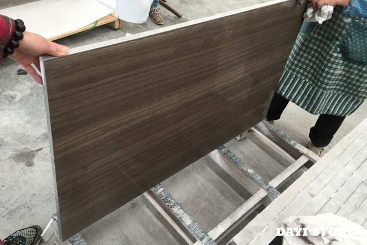 Paving Marble Coffee Wood Surface polished  others sawn 90x60x2cm - Dayi Stone